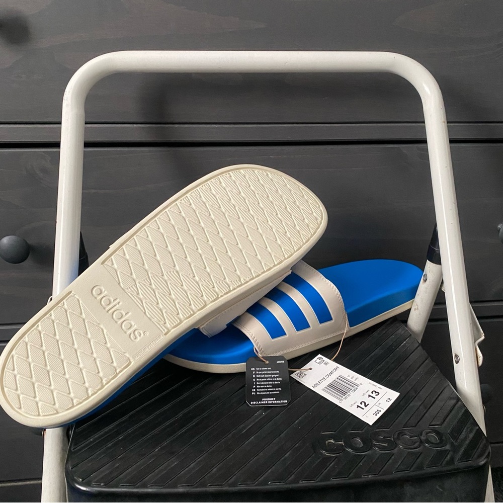Adidas Unisex-Adult Adilette Slides Sandal Red/ Blue Men Size 12/Women 13